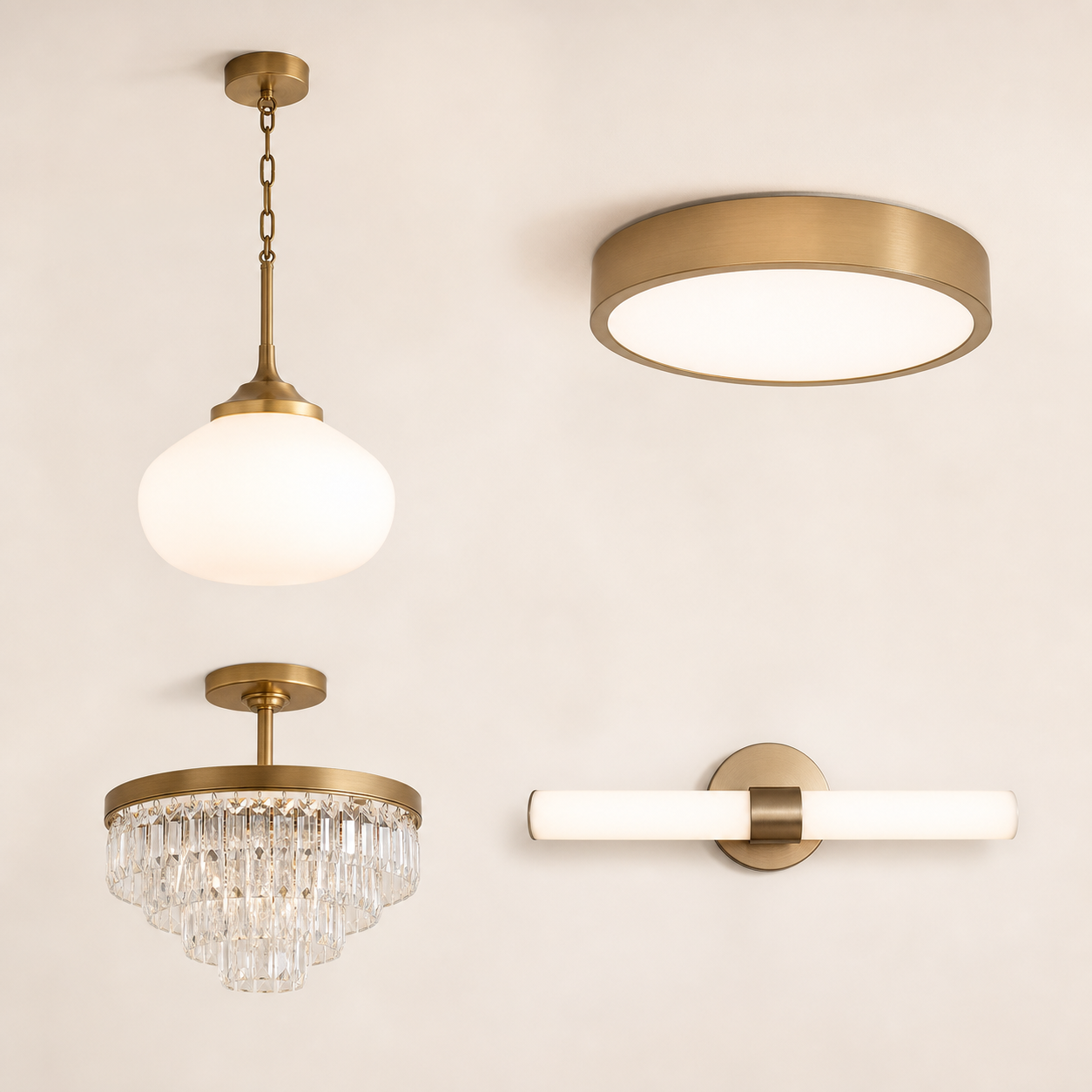Unbranded pendant, ceiling, crystal and mirror lighting examples
