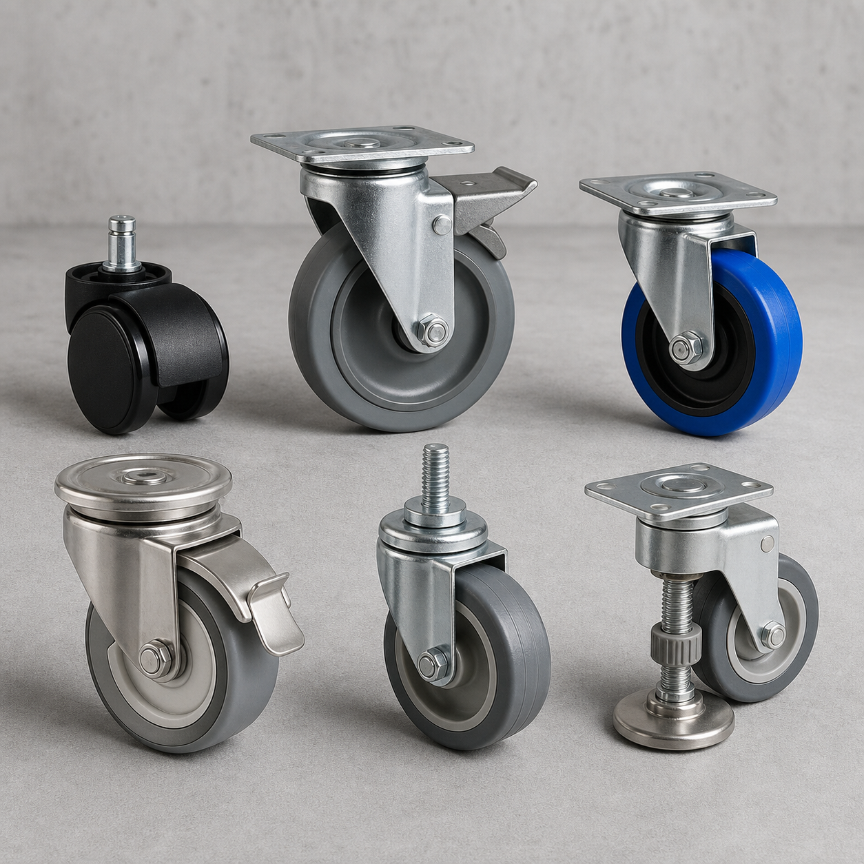 Unbranded furniture, industrial, medical and leveling caster collection