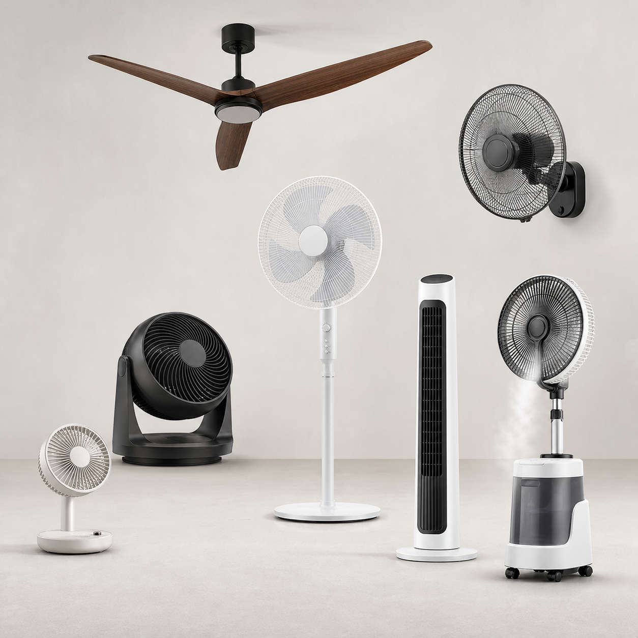 Unbranded lighting, fan and electrical product references prepared for GCC sourcing comparison