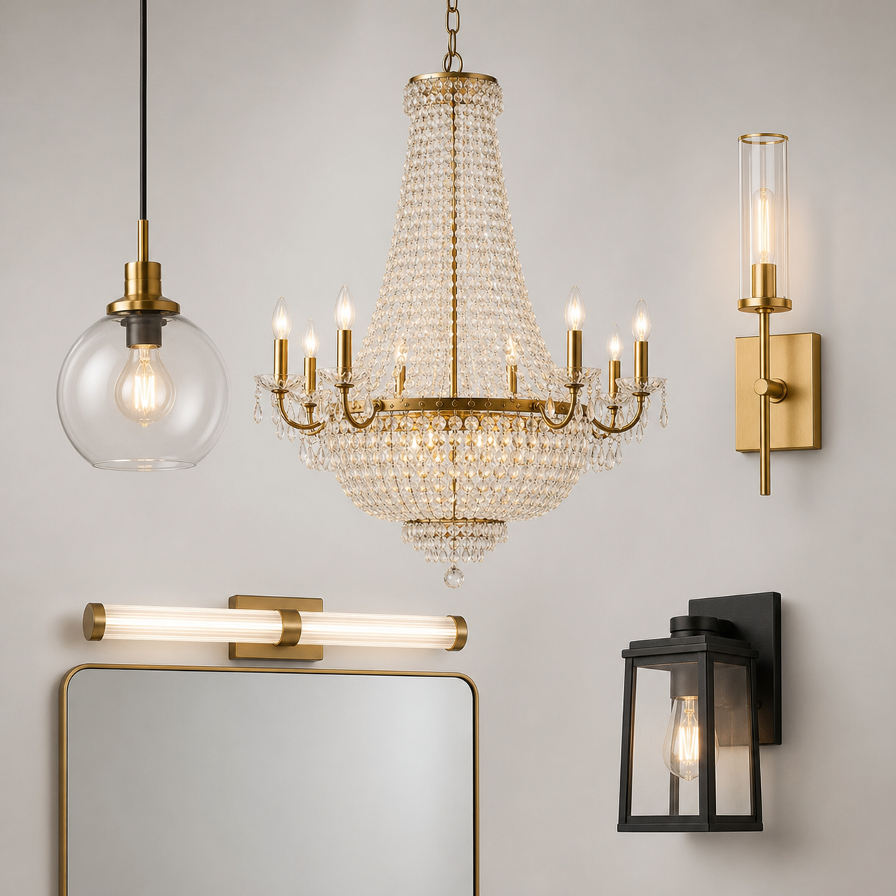 Unbranded crystal chandelier, pendant, wall and mirror lighting collection