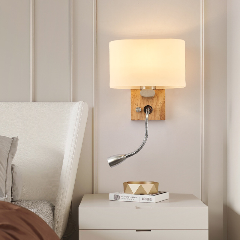 Fabric shade wall light example