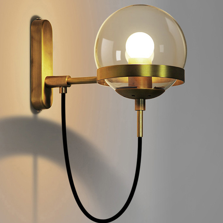 Glass globe wall light example